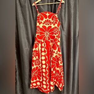 Brand New Farm Rio 100% Linen Red Palmero Dress